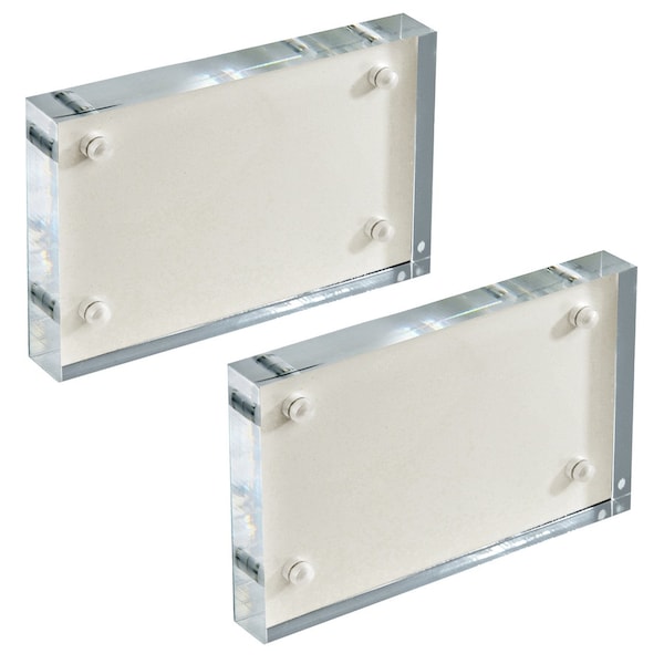 Azar Displays White Acrylic Block with Metal Back Plate 4.5 in. X 3 in., 2PK 104663-WHT-2PK - main